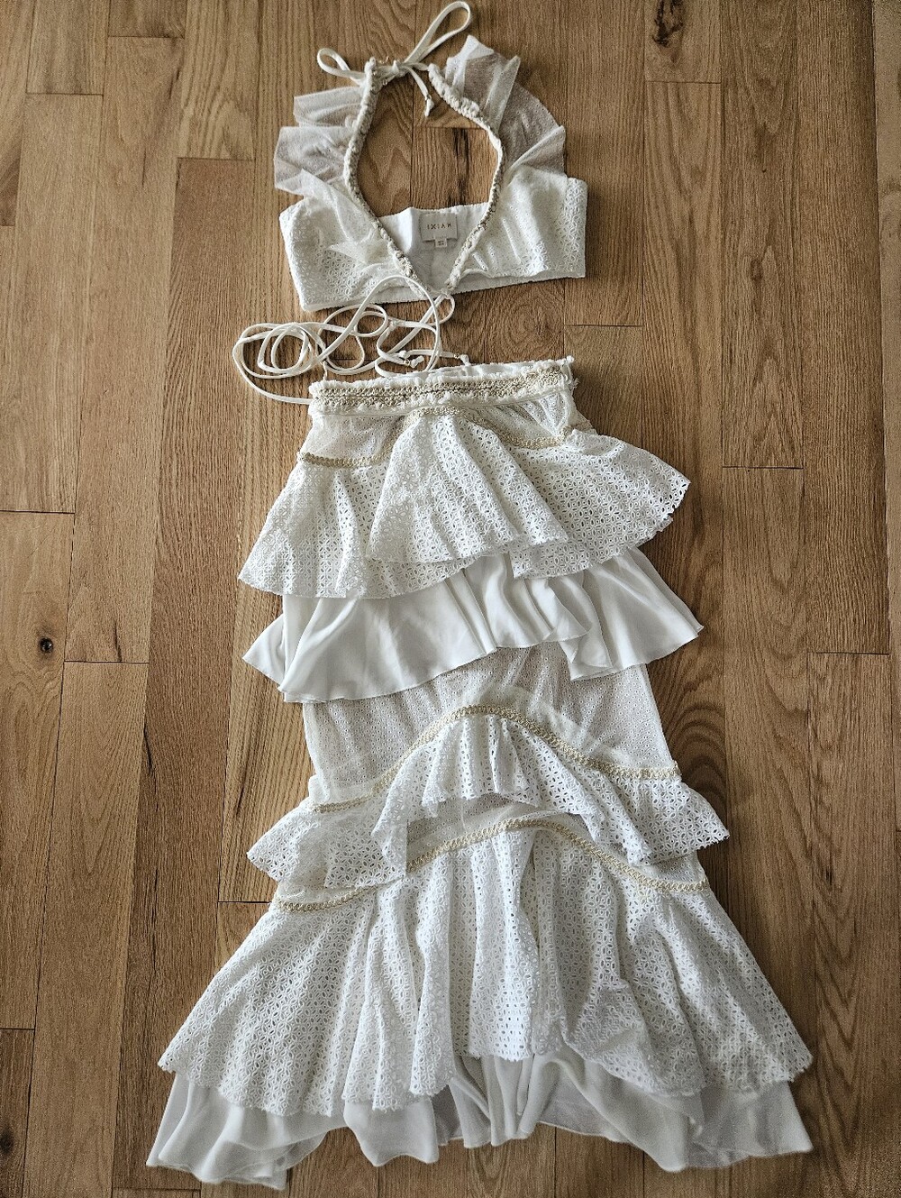 IXIAH The Label Outlaw Set Size 2 Top Size 4 Skirt Eyelet White Festival